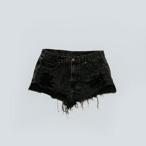 HIGH WAISTED Black Distressed Jean Shorts